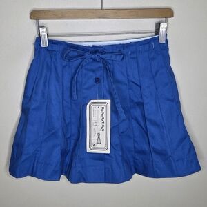 Vintage NWT Broomsticks | Blue Pleated Mini Skirt with Tie Belt Size Small